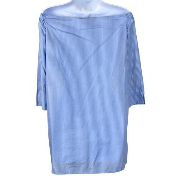 Zara Woman Tunic Dress Flower Embroidery Blue White Striped Women's S Casual‎ - Picture 2 of 9